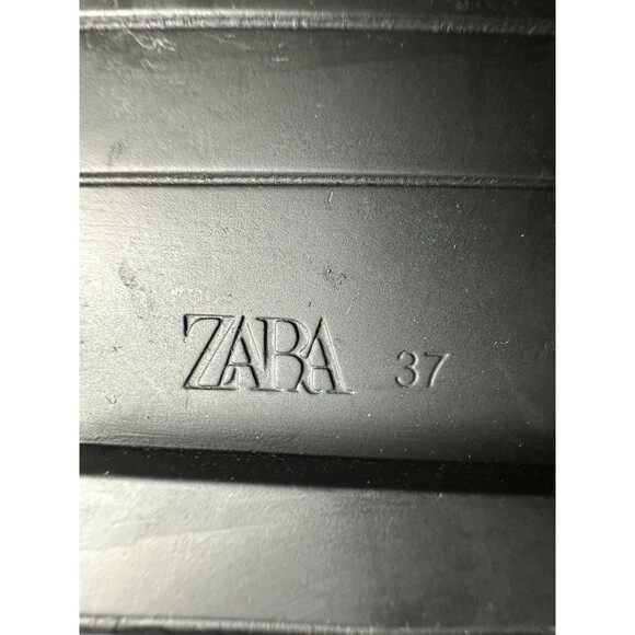 ZARA Women's Black Leather Zip Up Chunky Ankle Boots‎ Combat Moto US 7 EU 37 - Picture 11 of 13